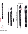 12 Color Pens Set With Motivational Quotes For Inspiration Fine Point Smooth Writing Touchscreen Stylus Compatible Multi Color Ink For Notes And Journaling Office Desk Gift For Coworkers shown with 'Be The Difference' message, 5.5 inch size, and stylus tip detail