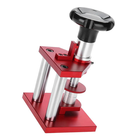 Watch Press Tool Set For Case Back And Crystal Replacement Screw Type Closer Pro Grade featuring red metal base and black handle