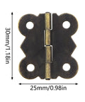 Old School Antique Butterfly Style Cabinet Hinges With Screws, 30x25mm iron bronze finish, vintage hardware detail