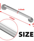 Heavy Duty Metal Stair Handrail Built Like A Tank For Wall Mounted Safety Grab Bar And Step Support No Sweat Install Up To 300 Pound Rust Resistant Powder Coat Finish showing dimensions of 12 inch length, 2.95 inch height, and 1 inch diameter.