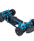 Beefy Metal RC Car Chassis Frame 1 By 10 Scale Upgrade for On Road Drift RC Cars showing blue and black frame with wheels.