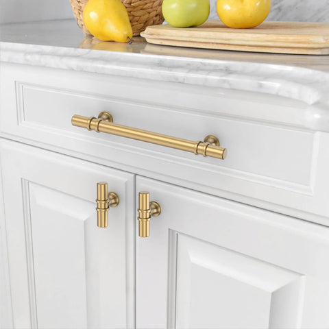 Kitchen cabinet with 10 Pack Champagne Bronze Cabinet Knobs And 2 Inch T Bar Cabinet Pulls For Kitchen Cabinets Drawers And Home Cabinet Hardware ZH0050 Easy To Install And Durable Hardware.