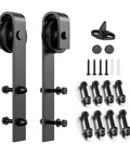 Sliding Barn Door Hanger Rollers Set Of Two For All Barn Door Hardware Kits, J-Shape Hangers, Black Steel, Easy Installation