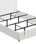 Beefy Adjustable Bed Frame Center Support With Reinforcing Steel Slat Bar Universal Fit For Full Queen King Cal King Mattress Base showing black steel slat system.