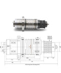 CNC Router Spindle With Auto Tool Change 3KW To 5.5KW 10000 RPM Max design and dimensions; stainless steel body, side view