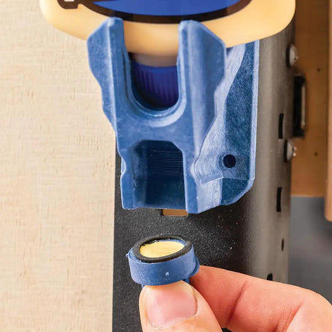 Upside Down Glue Bottle Dock Station With One Handed Access for 4oz 8oz 16oz bottles showing built-in opener and no mess design