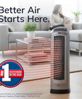 Oscillating Digital Ceramic Tower Space Heater for Home or Office with Remote and Adjustable Thermostat, 1500W Silver Finish