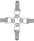 Nickel Plated Spring Loaded Duckbill Toggle Latches Set For Cabinets, Toolboxes, And Equipment Boxes in a cross layout