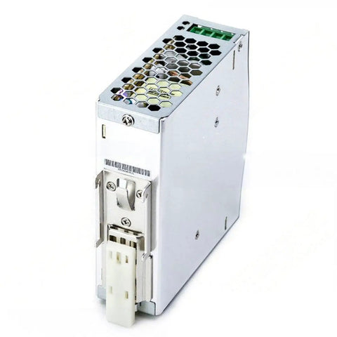 Workhorse Grade 120W Single Output DIN Rail Industrial Power Supply Delivering Rock Solid 24V DC At Five Amps With Wide AC Input Range And Clear DC Okay Status Light, compact design.