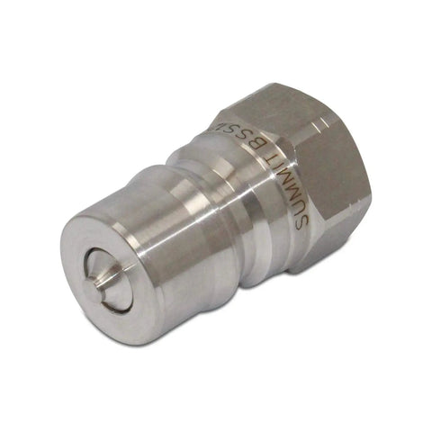 Heavy Duty 1/2 Inch NPT Stainless Steel ISO 7241B Quick Disconnect Hydraulic Coupler Set Built Tough with durable finish.
