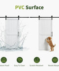 White Interior Sliding Barn Door 38 By 84 Inches With Heavy Duty Track Smooth Glide Rollers, moisture-proof PVC surface.