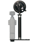 Go Anywhere Camera Extension Rod Mount One Quarter Inch Thread For Dash Cams And Action Gear Lightweight Aluminum Build Lock Down Male Female Adapter Five Point Nine Inches Long with mount and camera side view.