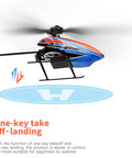 4 Channel RC Helicopter K127 With 6 Axis Gyro showing side view with one key take off and landing feature highlighted, hover function