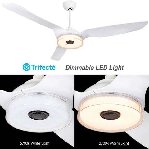 60 Inch Smart Ceiling Fan With Light And Remote Alexa Google Siri Compatible Low Profile Modern Ceiling Fan featuring dimmable LED light with 5700K white and 2700K warm options.