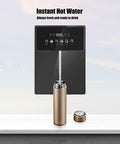Wall Mounted Instant Hot Water Dispenser With Led Touchscreen And Child Lock dispensing water into a thermos.
