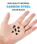 Slick Desktop PC Assembly Screwdriver Kit With Motherboard Mounting Screws; black carbon steel screws in hand for DIY rig builds.