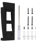 Doorbell Camera Mount For 2nd Gen Video Doorbell, Anti Theft Ring Holder, Adjustable Corner Wedge With Screw Kit, Fits 4 Inch Vinyl Siding shown with tools and screws.