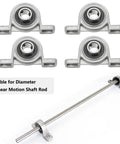 Heavy Duty Ball Bearing Pillow Block Support High Load Capacity 8 10 12 16 17mm Sizes For Machinery Or DIY Builds Four Pack Strength Mounted Here Handles Work With No Sweat Plus Self Aligning Design And Friction Reduced Inserts, four pillow block bearings on linear shaft