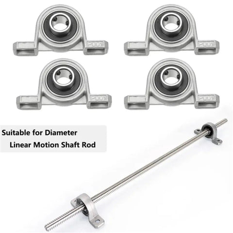 Heavy Duty Ball Bearing Pillow Block Support High Load Capacity 8 10 12 16 17mm Sizes For Machinery Or DIY Builds Four Pack Strength Mounted Here Handles Work With No Sweat Plus Self Aligning Design And Friction Reduced Inserts, four pillow block bearings on linear shaft