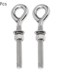 Two Pack M12 Eye Bolts With Nuts And Washers One Half Inch By Three Point Five Inch Long Shank Threaded Rod Round Hook Eyelet Bolts Five Point Six Inch Total Length 304 Stainless Steel Rust Resistant For Indoor And Outdoor Lifting Ring Bolts displayed against a white background