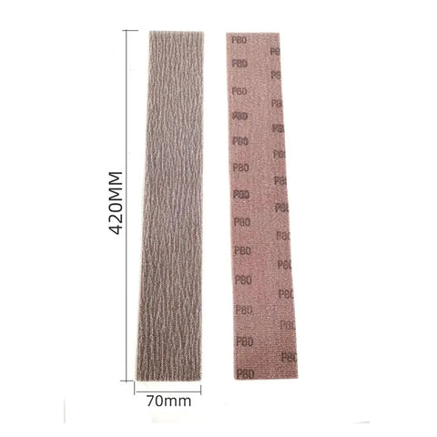 Hot 70X420mm Rectangular Dry Sanding Mesh Paper With Back Flocking For Car Putty Board Smoothing showing texture and size details.