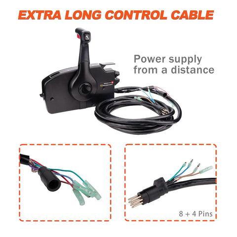 Right Hand Marine Throttle Remote Control Box Gen I Model 881170A15 With 15 Ft Cable For Outboard Engines 8 Pin Overview