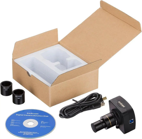 10MP USB 3.0 Microscope Camera For Real Time Live Video Crystal Clear 3584x2748 Imaging Plug And Play High Resolution Capture Easy Editing And Streaming For Lab Classroom And DIY Projects, boxed kit with adapters, cable and disc