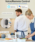 Couple using Smart Front Door Lock Set With Fingerprint Keyless Entry, Auto Locking And One Touch Lock, voice control enabled.