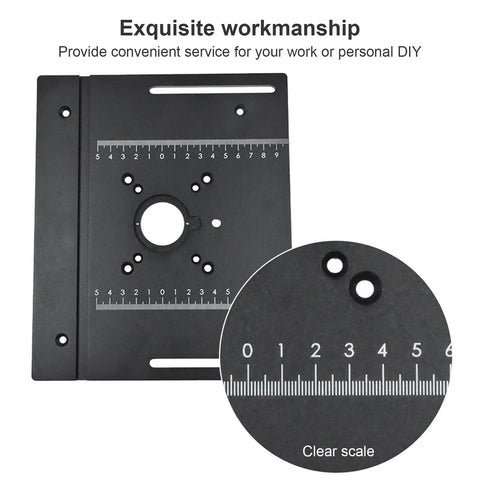 Killer Aluminum Router Table Insert Plate With Sharp Precision Scales And Ridiculously Sturdy Push Ruler, 200x240mm, for accurate cutting.