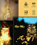 Solar Mason Jar Lights 12 Pack With 30 LED Fairy Firefly Jar Lids String Lights Waterproof glowing in hands at night.