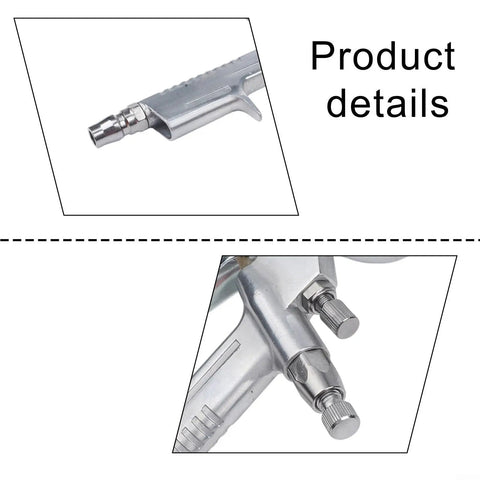 Close-up of the nozzle and control knobs of the Top Shelf Gravity Feed Paint Sprayer Gun 0.5mm Precision Nozzle 125ml Cup.
