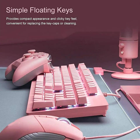 Beast Mode Wired Opto Mechanical Gaming Keyboard Featuring Killer Rgb Led Backlighting And Snappy 45 Gram Actuation Switches Engineered For Absolute Zero Lag Pc Gaming Marathons in pink, showcasing floating key design.