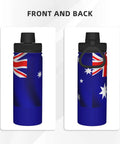 Front and back view of Flag Print Insulated Water Bottle For Outdoor Adventures And Gym, Double Wall Stainless Steel