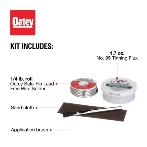 Lead Free Silver Safe Flo Solder Kit With One Quarter Pound Wire Solder Tinning Flux Abrasive Cloth And Application Brush Kit Includes