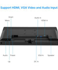 Back view of 20-Inch 1440x900 LCD LED Monitor With Built In Speakers 60Hz HDMI VGA USB Audio Wide Viewing Angle Up To 160 Degrees