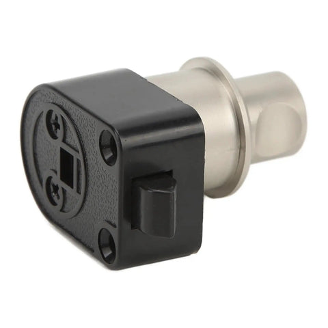 Push Button Latch Kit 2 Pack With Lock Zinc Alloy RV Cabinet Door Knob Pearl Finish close-up