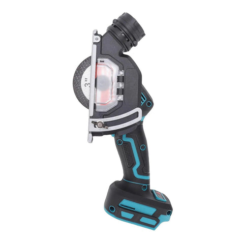 800W Compact Cordless Circular Saw With Brushless Motor, 3-Inch Blade, 19,000 RPM, On-Site Pro-Grade Cutting Tool For Welders And Pros, Cuts Metal Wood Stone Plastic, Lightweight And Efficient, Keeps Worksite Clean side view with 3-inch blade
