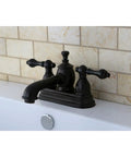 4 Inch Centerset Bathroom Faucet In Oil Rubbed Bronze With Drip Free Ceramic Cartridge And Brass Pop Up Drain Included, Solid Brass Construction