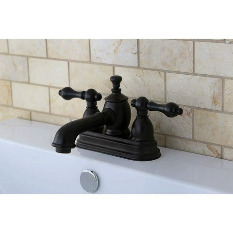 4 Inch Centerset Bathroom Faucet In Oil Rubbed Bronze With Drip Free Ceramic Cartridge And Brass Pop Up Drain Included, Solid Brass Construction