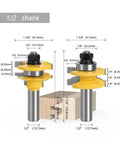 Premium 2-Piece Rail And Stile Router Bit Set For Crafting Solid Wood Doors With Pro Coping Cutters and Perfect Matched Joint Profiles, 1/2 inch shank