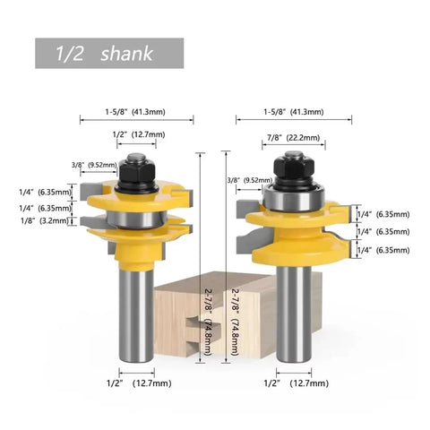 Premium 2-Piece Rail And Stile Router Bit Set For Crafting Solid Wood Doors With Pro Coping Cutters and Perfect Matched Joint Profiles, 1/2 inch shank