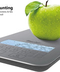 All In One Food Scale With Built In Nutrition Calculator For Easy Meal Prep And Real Weight Loss, 11 Lb Capacity, displaying apple