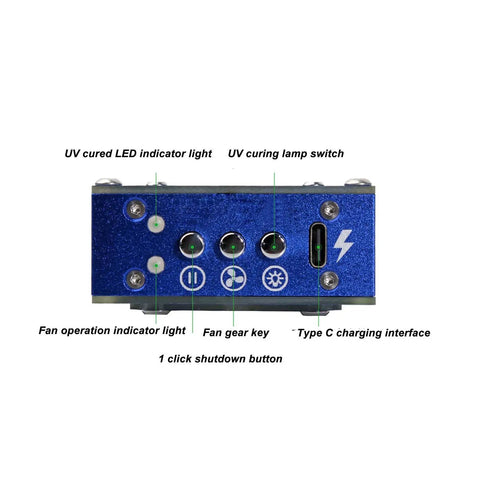 Control panel of Cordless Solder Fume Extractor With Lamp Quiet Welding Smoke Purifier 10000 RPM Workhorse