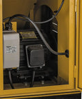 12 Inch Cast Iron Jointer Featuring Parallelogram Frame Design And Triple High Speed Steel Straight Knife Head 3Hp 230V Motor interior view of motor compartment.