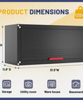 Sturdy 31.5 Inch Metal Wall Cabinet For Garage With Up Flip Door And Handle, Wall Mounted Floating Tool Storage Cabinet For Garage, Basement, And Warehouse, Tough As Nails Heavy Duty Steel Construction Built To Last, 31.5W x 11.8D x 13.8H