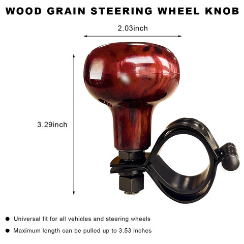 Woodgrain Steering Wheel Spinner Knob With Smooth Ball Power Handle For Quick No Sweat Turns Universal Fit For Cars Trucks And Semis Durable ABS And Iron Construction With Fade Resistant Finish