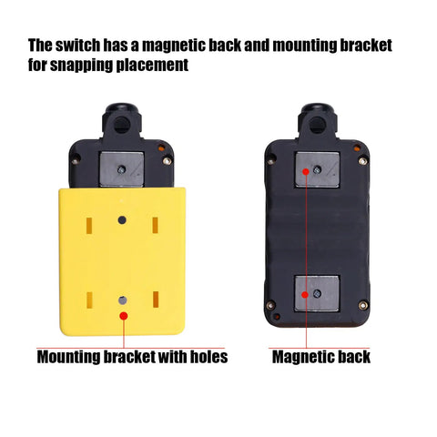 Vozinmost 12V DC Dump Trailer Remote Control Switch with magnetic back and mounting bracket for easy installation.
