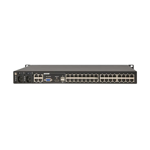Heavy Duty 32 Port Rack Mount Kvm Over Ip Switch front view showing HDMI and VGA outputs, designed for remote server control.