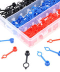 Grease Zerk Fitting Caps 300Pcs Assortment Kit M6 Red M8 Blue M10 Black With Keeper Dust Covers And Storage Box Durable Polyethylene