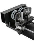 Rock Solid Rotary Attachment For Precision Engraving And Wood Carving freestanding motorized axis with aluminum build close-up view.